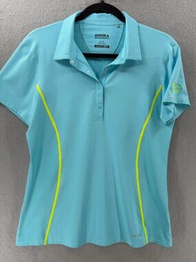 ANNIKA Cutter & Buck Clutch Polo Shirt Womens M Blue Cb Drytec Upf 50 Mesh Golf